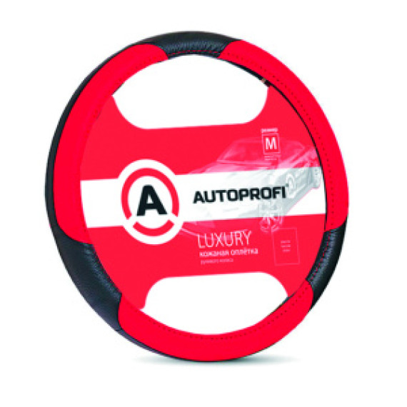 Оплетка руля AUTOPROFI (М) АР-1010 кожа черн.-крас.