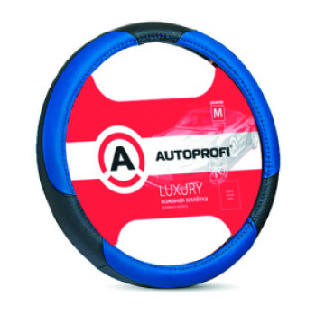 Оплетка руля AUTOPROFI (М) АР-1010 кожа черн.-син.