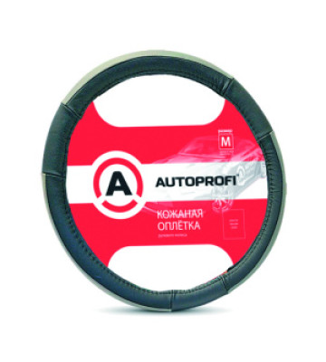 Оплетка руля AUTOPROFI (М) АР-678 кожа черн.-сер.