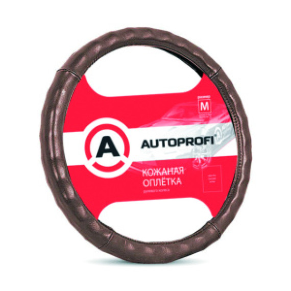 Оплетка руля AUTOPROFI (М) АР-765 кожа коричн.