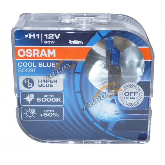 Лампа галог H1 12V55W+50% (Osram) 5000K COOL BLUE BOOST евробокс,2шт белая 62150CBB2