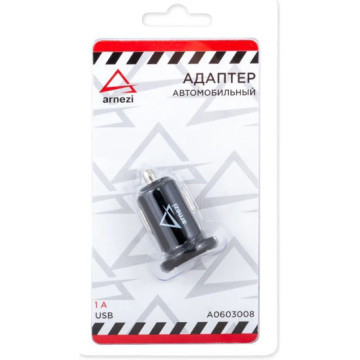 Зарядка "Адаптер USB в прикуриватель" (Arnezi) 1A/5V 1хUSB A0603008 Черный