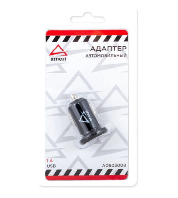 Зарядка "Адаптер USB в прикуриватель" (Arnezi) 1A/5V 1хUSB A0603008 Черный