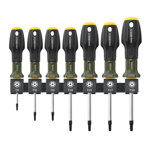 Отвертки набор Torx 7 пр (Т8,Т10,Т15,Т20,Т25,Т27,Т30) (ДТ) с отверстием