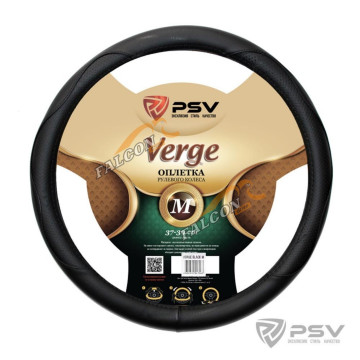 Оплетка кожа M d-38см (PSV) VERGE FIBER черная, экокожа