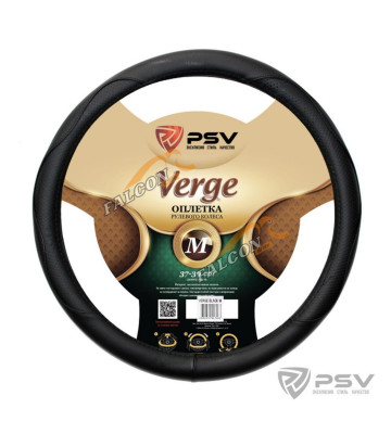 Оплетка кожа M d-38см (PSV) VERGE FIBER черная, экокожа