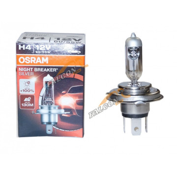 Лампа галог H4 12V60/55W+100% (Osram) NIGHT BREAKER SILVER 64193NBS P43t