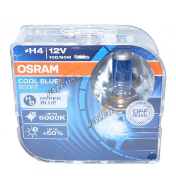 Лампа галог H4 12V100/90W+50% (Osram) 5000K COOL BLUE BOOST евробокс, 2ш белая 62193CBB2 P43t