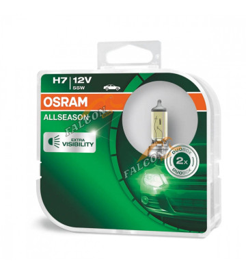 Лампа галог H7 12V55W+30% (Osram) ALLSEASON SUPER евробокс,2шт 64210ALS2 всепогодная