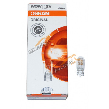 Лампа 12V5W (Osram) (габариты, з/ход, салон, стоп) (б/ц) (Германия)