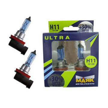 Лампа H-11 12V 55W+30% МАЯК ULTRA Super White