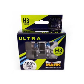 Лампа H-3 12V 55W+100% МАЯК ULTRA Super Light