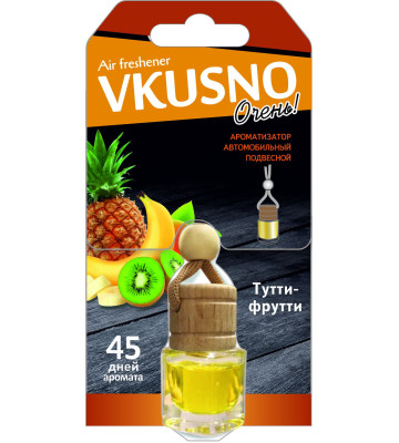 Ароматизатор подвес жидкий (FRESHCO) "Vkusno" Тутти-Фрутти AR1VB008 дерево+стекло