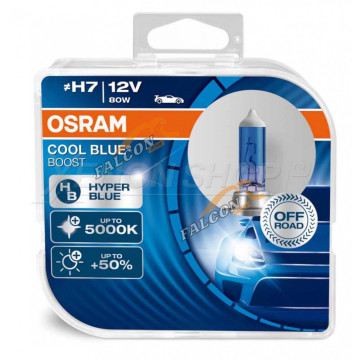 Лампа галог H7 12V55W+50% (Osram) 5000K COOL BLUE BOOST евробокс, 2шт 62210CBB2