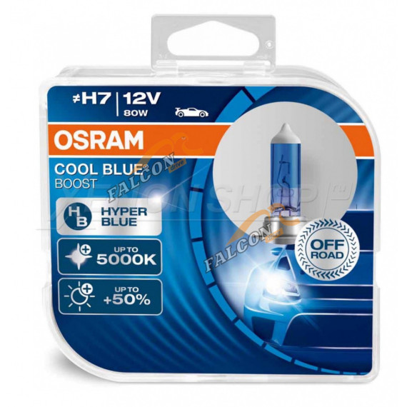 Лампа галог H7 12V55W+50% (Osram) 5000K COOL BLUE BOOST евробокс, 2шт 62210CBB2