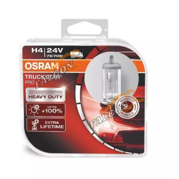 Лампа галог H4 24V75/70W+100% (Osram) TRUCKSTAR PRO евробокс, 2шт 64196TSP2 P43t-38