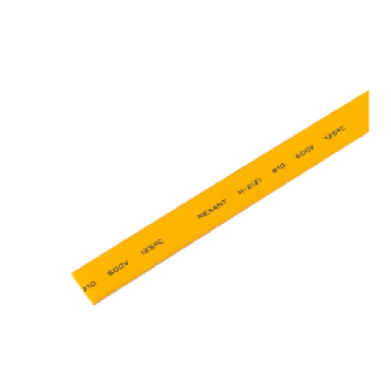 Трубка термоусадочная d=10 мм L=1м (желтая) REXANT