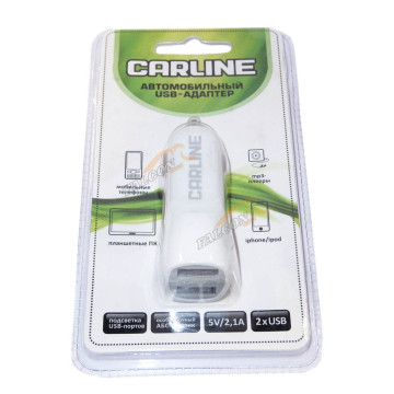 Зарядка USB в прикуриватель (CarLine) 12V/24V 2xUSB 1A-2.1A Белый CH-2UW