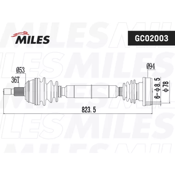 Привод в сборе AUDI A3/SKODA OCTAVIA/VW GOLF 1.4-1.9 96- прав.