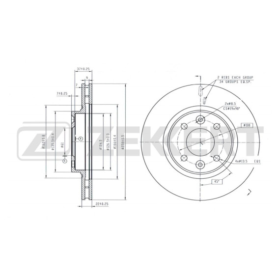 Диск тормозной передний Renault Logan I II 13- Sandero II 13- Dacia Logan II 12- Sandero II 12-
