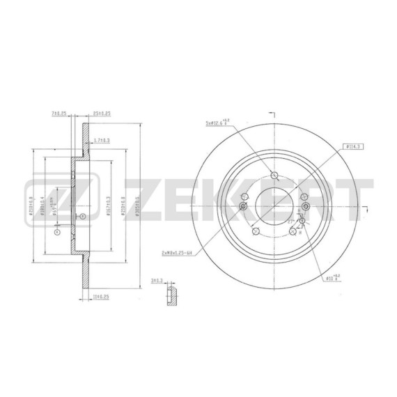 Диск тормозной задний Hyundai Palisade 18- Santa Fe IV 18-