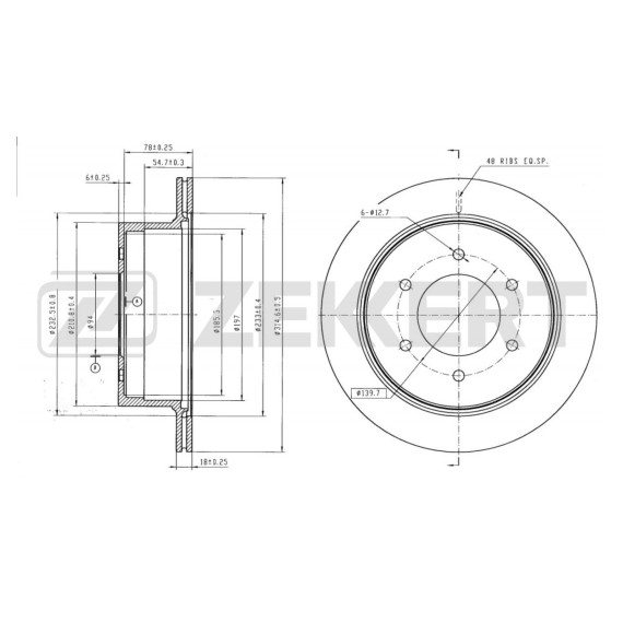 Диск тормозной задний Mitsubishi Pajero Sport II 08- (с покрытием)