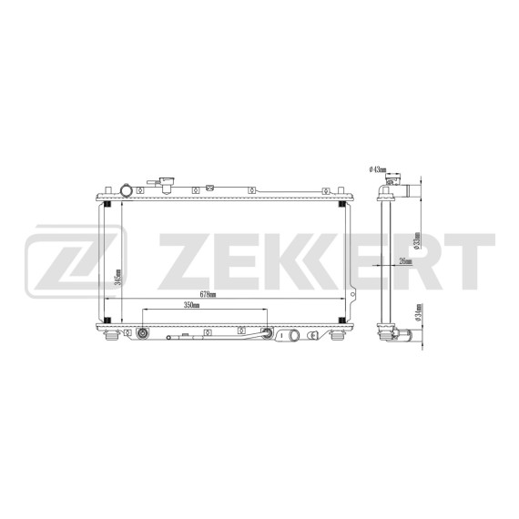 Радиатор охлаждения двигателя Kia Cerato 01- Carens II 02- Sephia 97- Shuma I II 98-