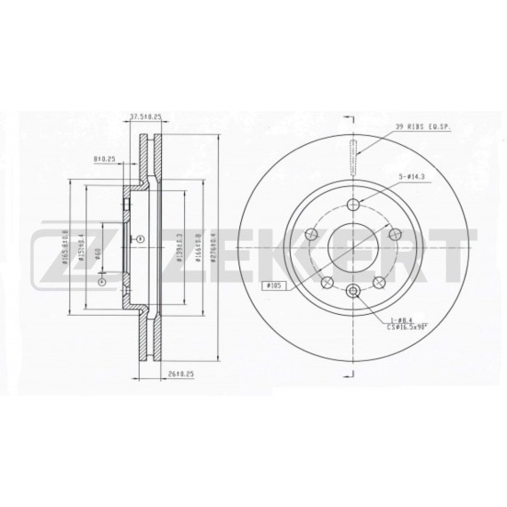 Диск тормозной передний Opel Astra J 09- Chevrolet Aveo (T300) 13- Cruze (J300 J305 J308) 09- (с