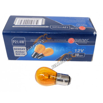 Лампа 12V21/4W (ДИАЛУЧ) ORANGE (стоп+габариты) BAZ15d 92204Y
