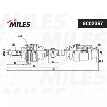 Привод в сборе MAZDA 6 2.0D 02- прав. (ABS)