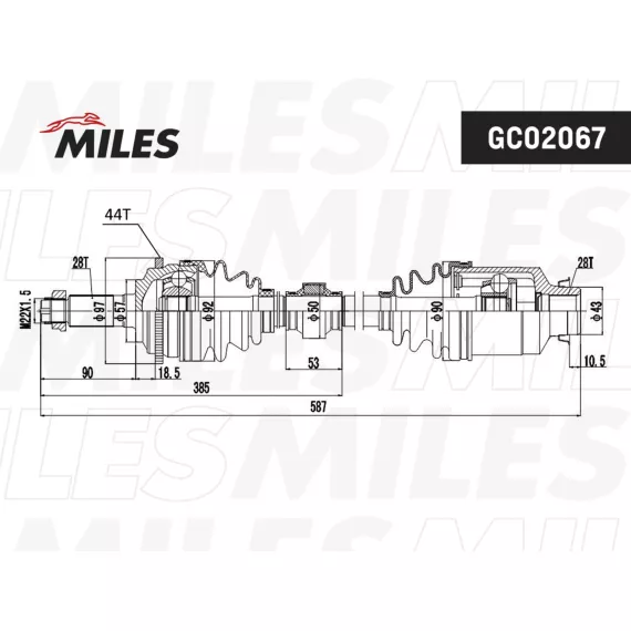 Привод в сборе MAZDA 6 2.0D 02- прав. (ABS)