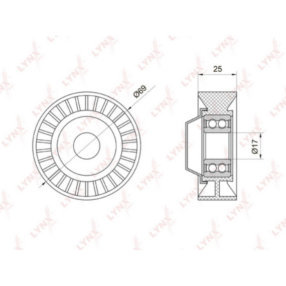 Ролик натяжной / приводной  Granta 1.6 11> / Kalina II 1.6 13> CHEVROLET Niva 1.7 02> VOLVO S6