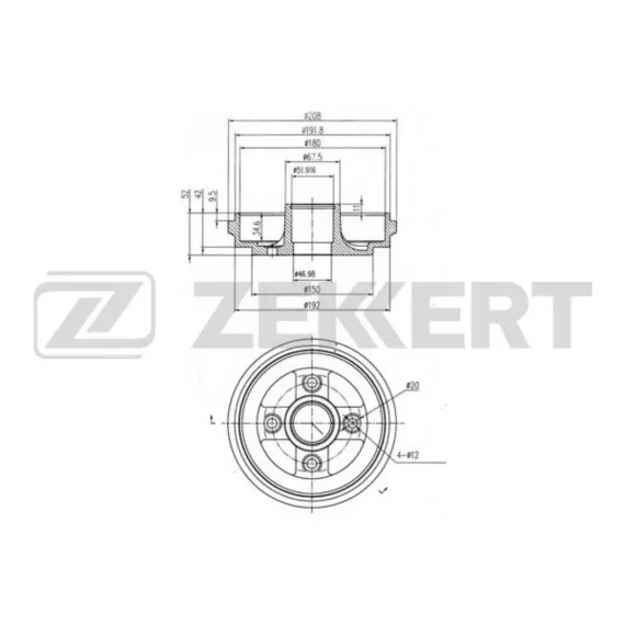 Барабан торм. задн. Agila A 00- Suzuki Wagon R+ (MM) 00- (без ABS)