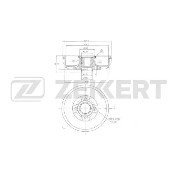 Барабан торм. задн. Renault Logan 07- Captur 13- Sandero II 14- Dacia Logan 07- (с подшипником с
