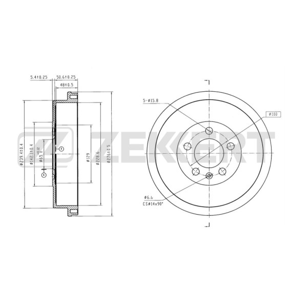 Барабан тормозной задний VW Polo V 10- Skoda Rapid (NH3 NK3 NH1) 12- (с покрытием)