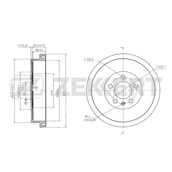 Барабан тормозной задний VW Polo V 10- Skoda Rapid (NH3 NK3 NH1) 12- (с покрытием)