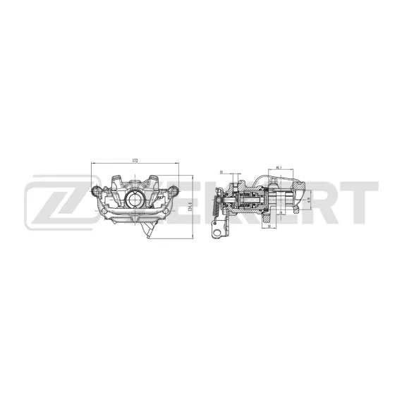 Тормозной суппорт задний правый (со скобой) Opel Astra J 09- Zafira C 18- Chevrolet Cruze (J300/30
