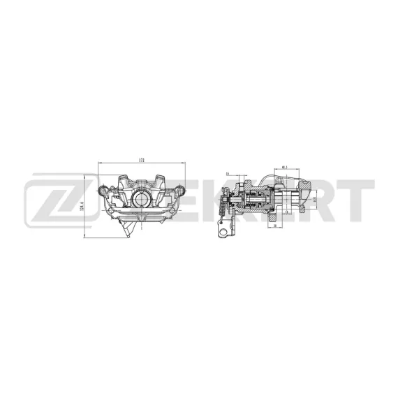 Тормозной суппорт задний левый (со скобой) Opel Astra J 09- Zafira C 18- Chevrolet Cruze (J300/305