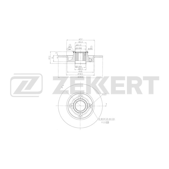 Диск торм. зад. Peugeot 307 00- Citroen C4 04- (с подшипником с ABS)