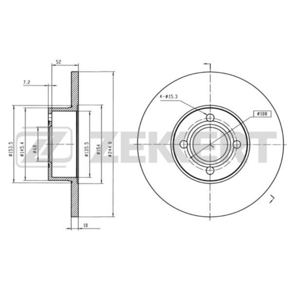 Диск торм. задн. Audi 80 IV V 86- 90 I II 84- 100 77- Cabriolet 91- Coupe I II 80- (с покрыти