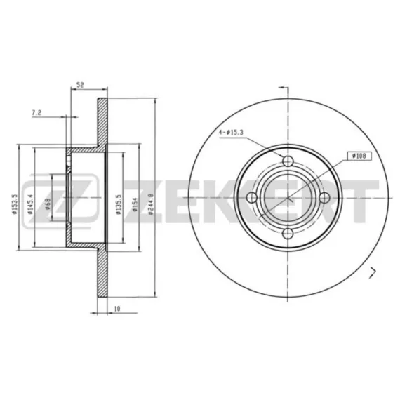 Диск торм. задн. Audi 80 IV V 86- 90 I II 84- 100 77- Cabriolet 91- Coupe I II 80- (с покрыти