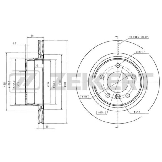 Диск торм. задн. BMW 1 (E81 E82 E87 E88 F20 F21) 04- 2 (F22) 13- 3 (E90-E93 F30 F31 F34 F80)
