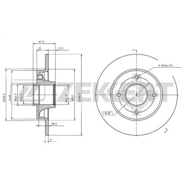 Диск торм. задн. Citroen C4 04- Peugeot 307 00- (с покрытием с подшипником с кольцом abs)