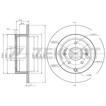 Диск торм. задн. Hyundai Santa Fe II 06- (с покрытием)