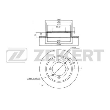 Диск торм. задн. Mitsubishi Carisma 95- Volvo S40 96- V40 95- (с покрытием)