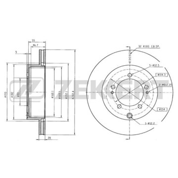 Диск торм. задн. Mitsubishi Lancer VI VII 92- Space Wagon III 98-
