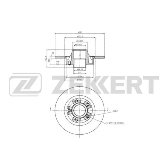 Диск торм. задн. Nissan Primastar (X83) 02- Opel Vivaro A 01- Renault Trafic II 01- (с покрытием