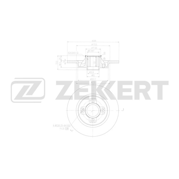 Диск торм. задн. Peugeot 3008 I II 09- Citroen C4 I II 04- Berlingo I II 08- (с подшипником с