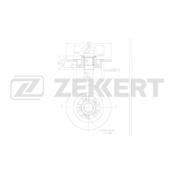 Диск торм. задн. Renault Laguna II 01- Grand Scenic II 05- (с подшипником с ABS)