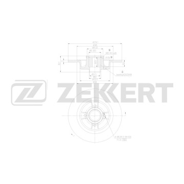 Диск торм. задн. Renault Megane 97- Scenic 99- (с подшипником с ABS)